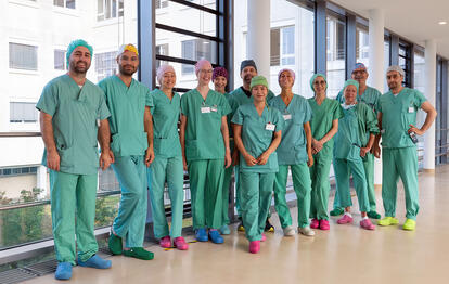 Die Anästhesie-Pflege, von links Herr Kaiser mit Team. (Bild: GLKN)